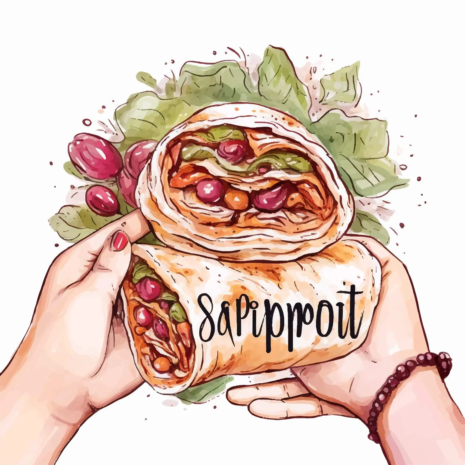 Hand Lettering Shawarma in Pita Bread Vector – free artistic food image from Dotvec