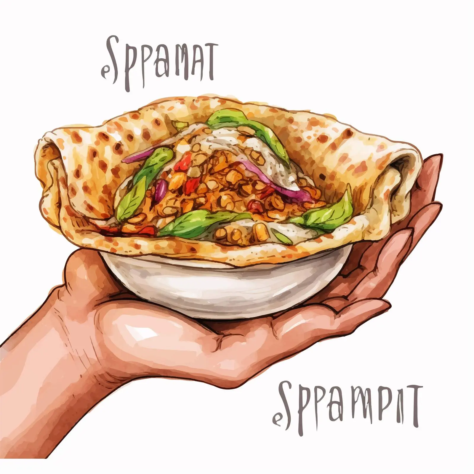 Hand Lettering Shawarma in Pita Bread — free download from Dotvec