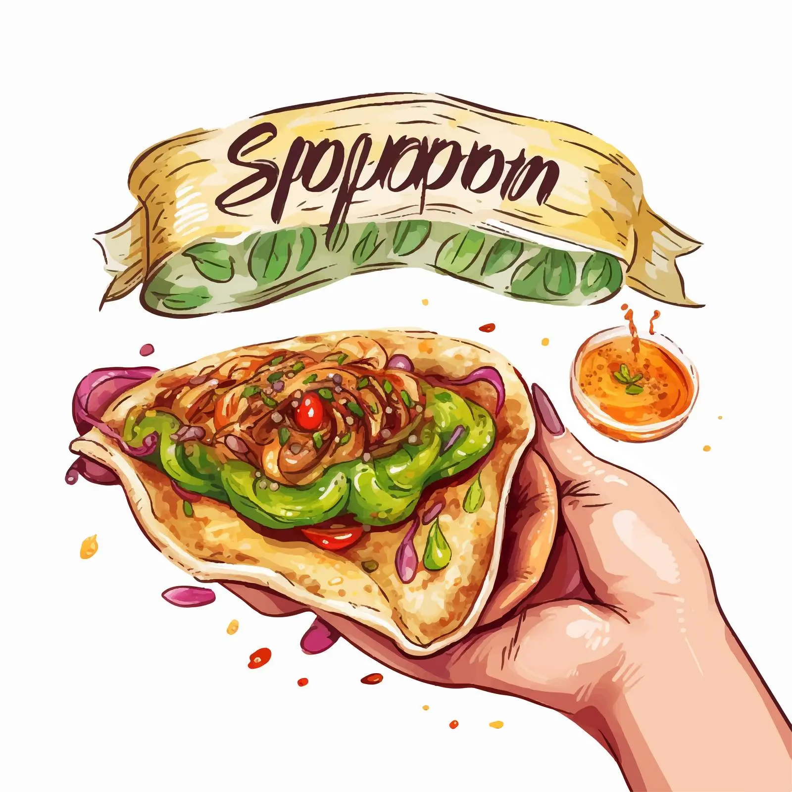 Hand Lettering Shawarma in Pita Bread — free download from Dotvec