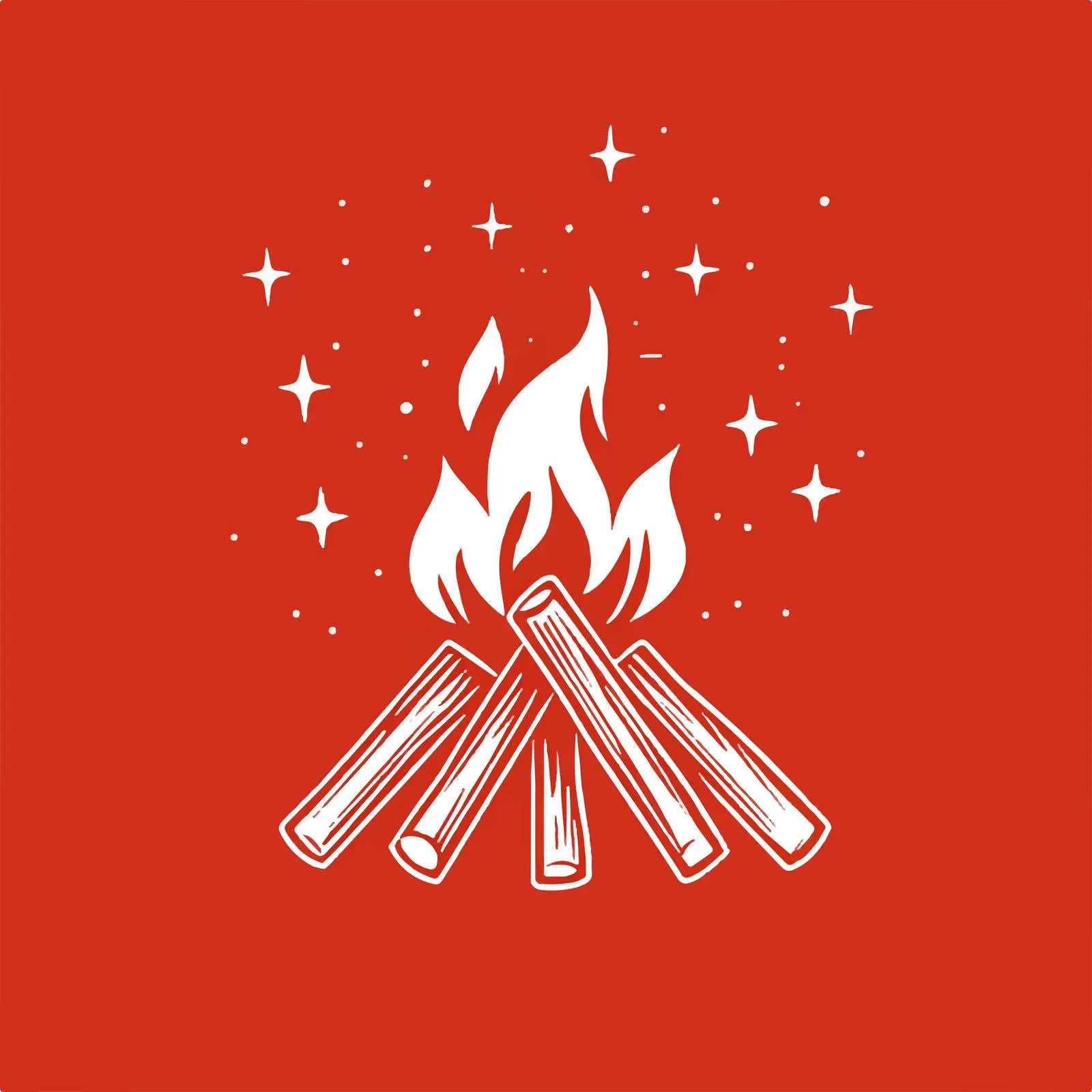 Isolated Bonfire Icon on Red Background – free bonfire image from Dotvec