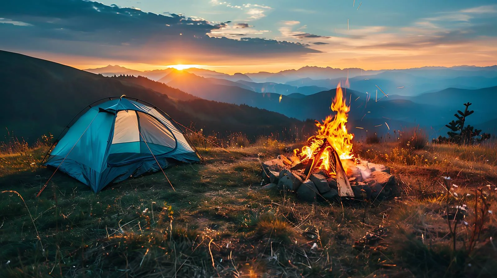Tranquil Campsite with Bonfires and Tent — free download from Dotvec