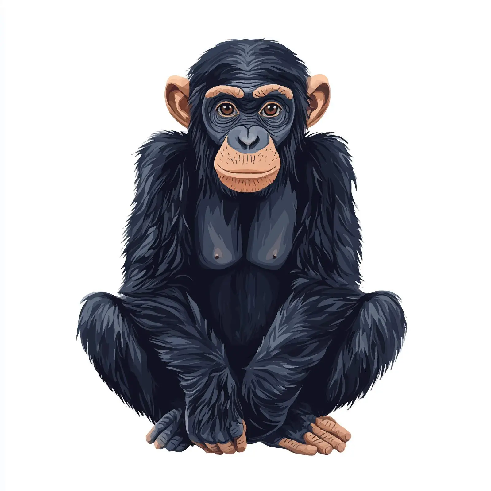 Bonobo Vector Illustration Centered Composition – free chimpanzee image from Dotvec
