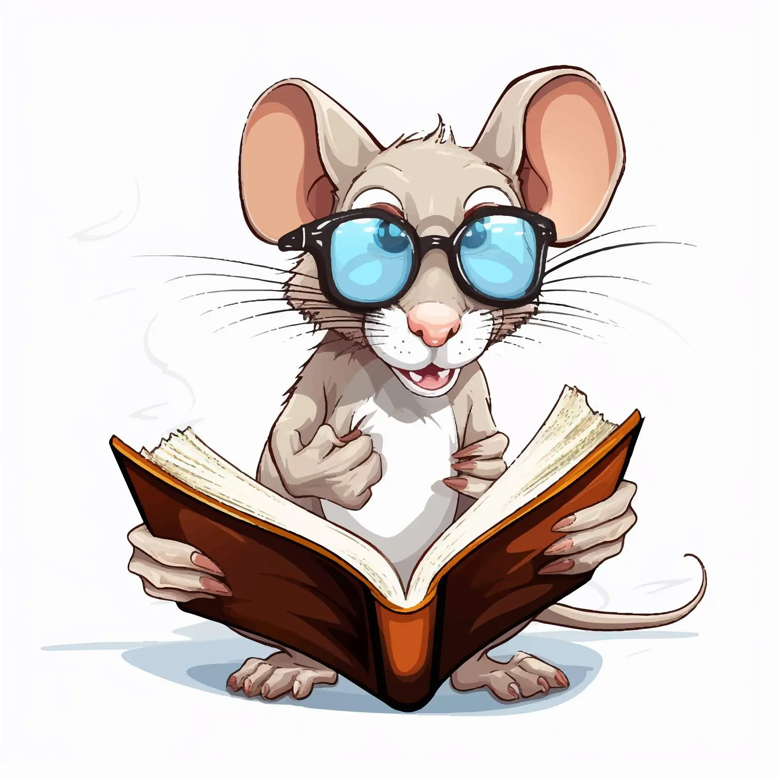 Smart Rat Reading Books with Glasses Vector – free knowledge image from Dotvec