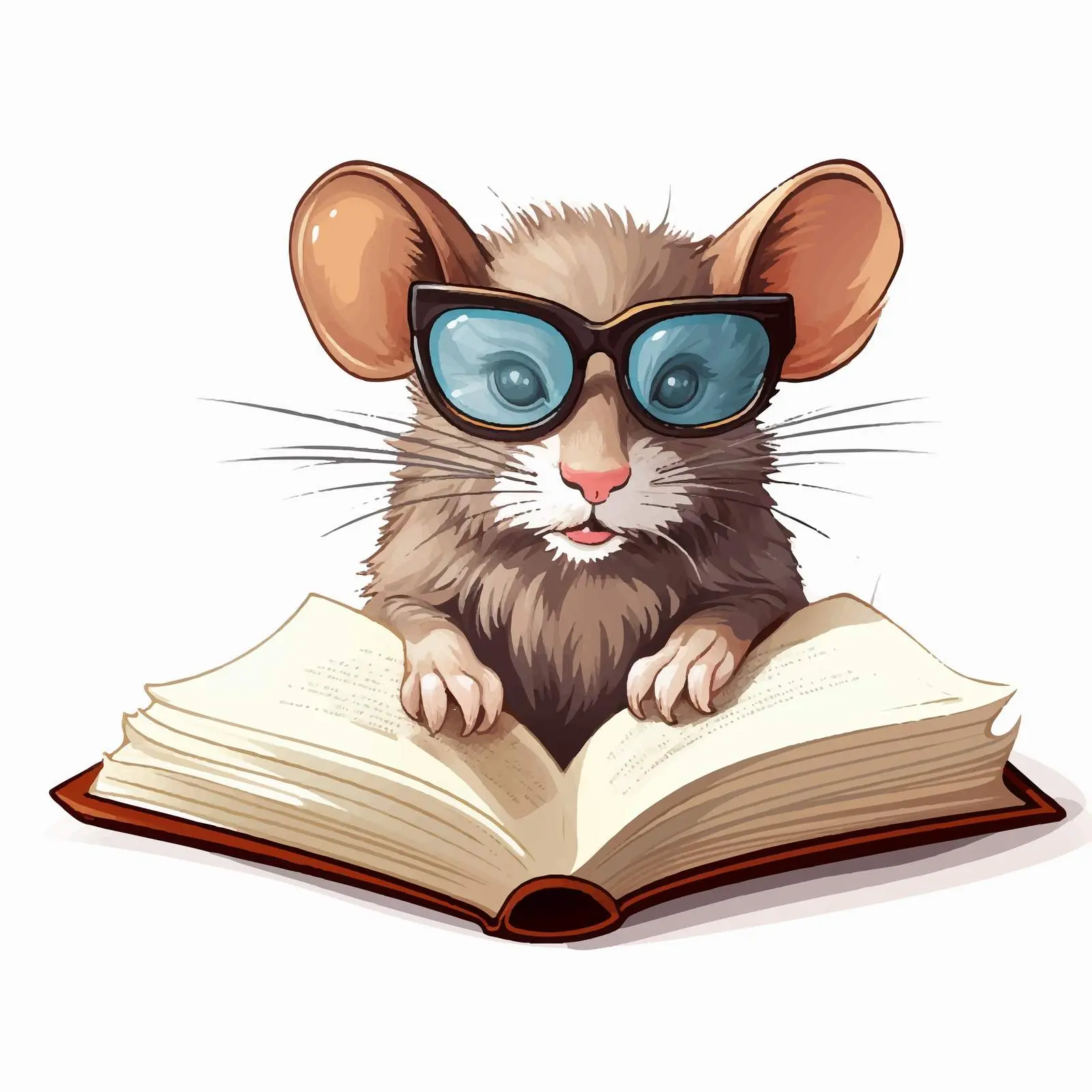 Smart Rat Reading Books in Glasses – free creative education image from Dotvec