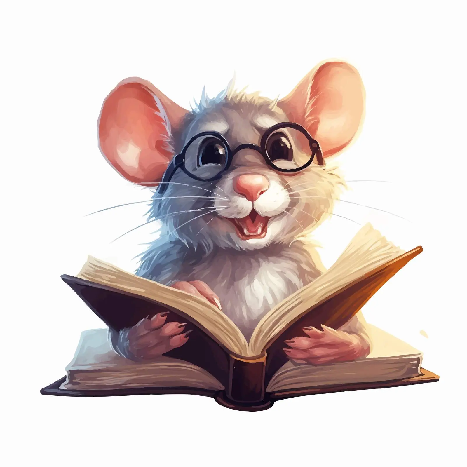 Intelligent Rat with Glasses Reading — free download from Dotvec