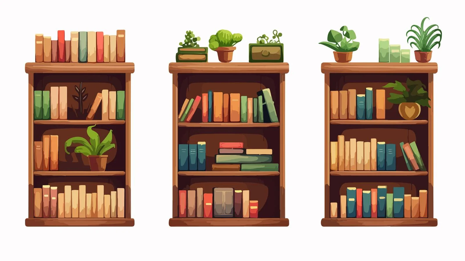 Stylish Bookshelf Vector Illustration — free download from Dotvec