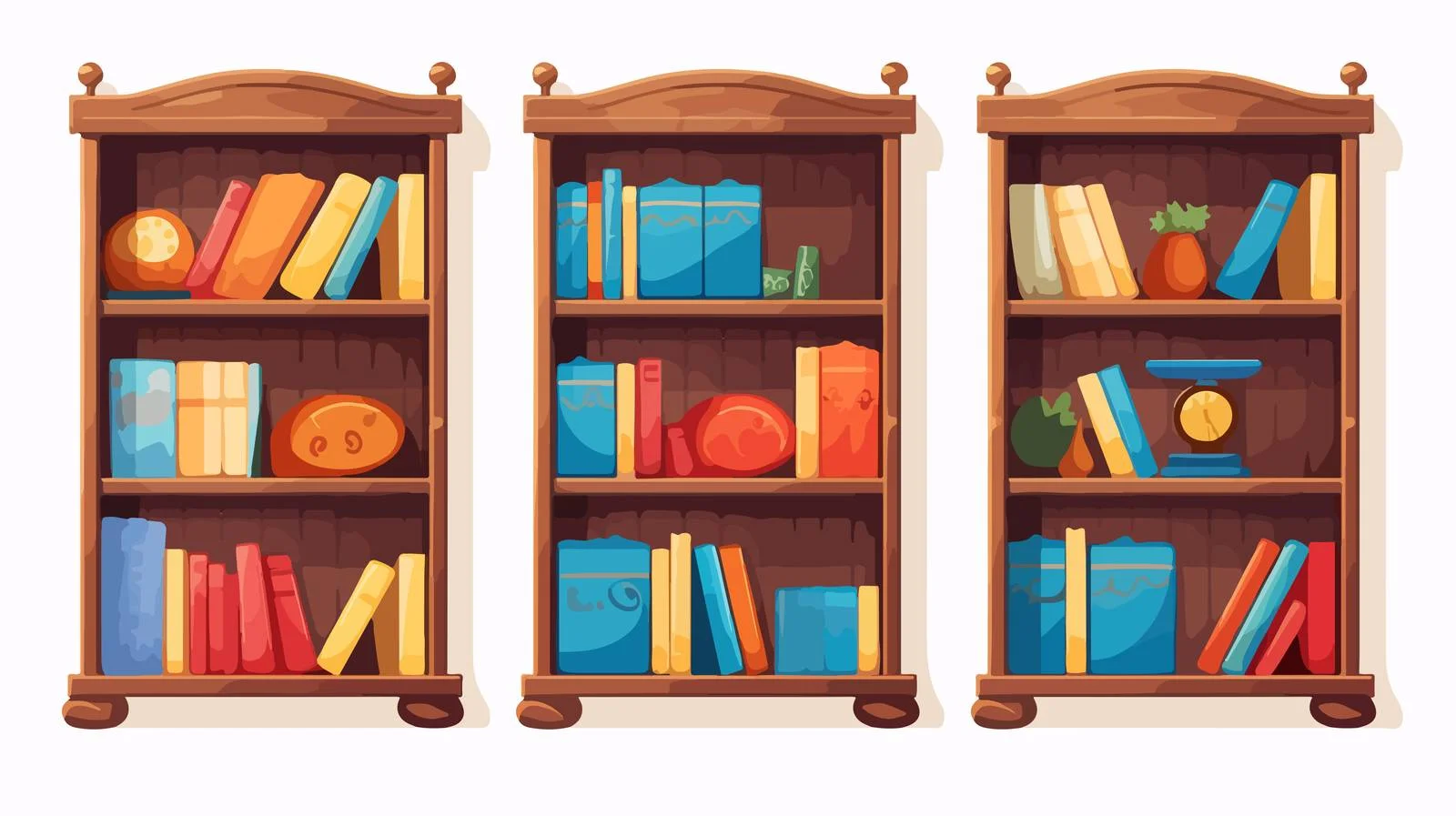 Modern Bookshelf Cartoon Vector Illustration — free download from Dotvec