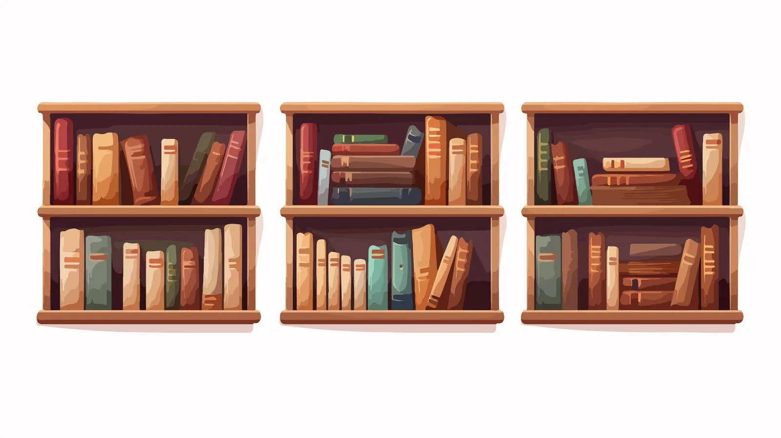 Quality Cartoon Bookshelf Vector Illustration — free download from Dotvec
