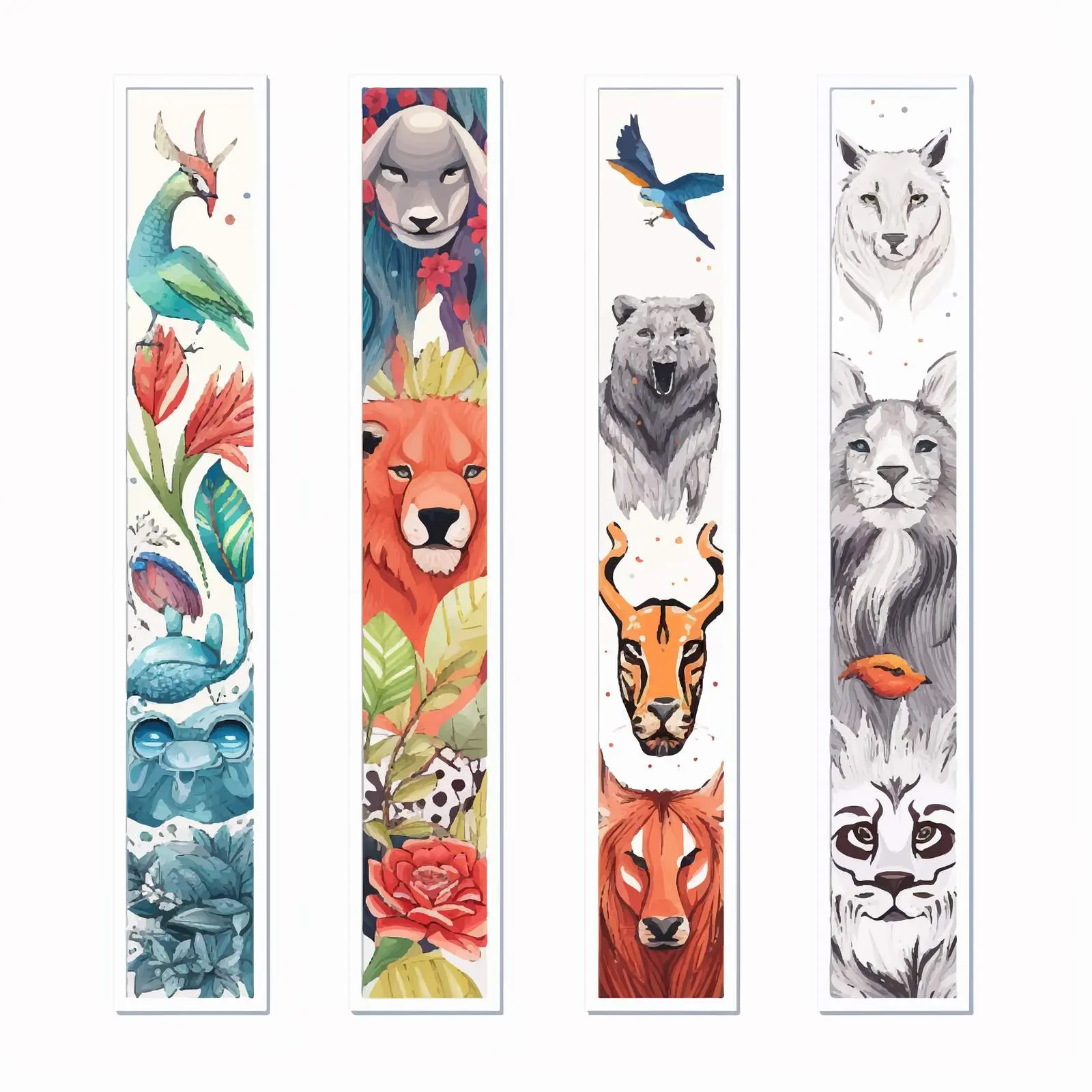 Animal-Themed Bookmarks with Letters – free creative designs image from Dotvec
