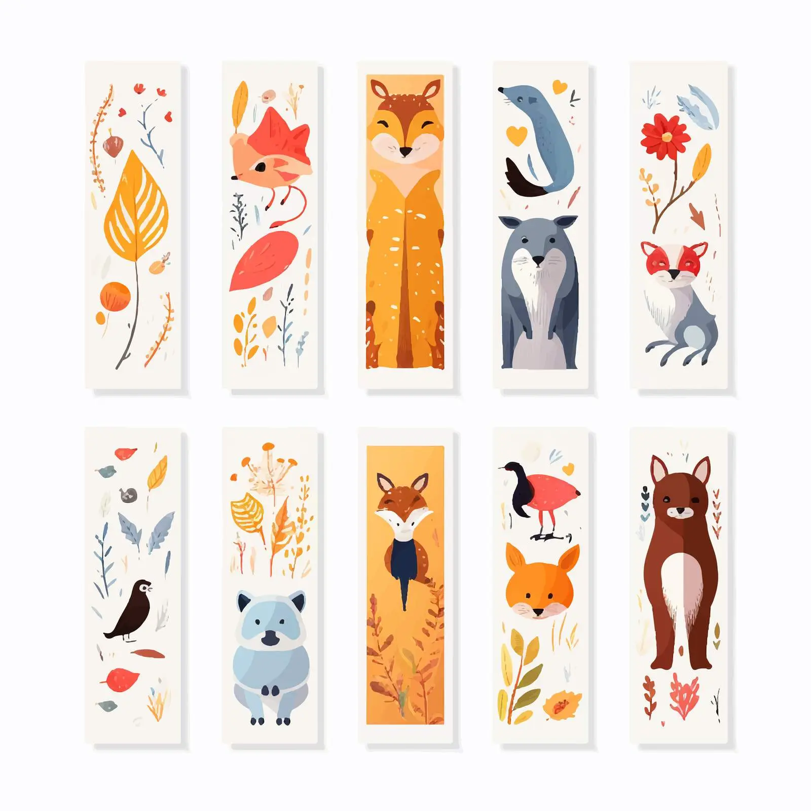 Colorful Animal and Letter Bookmark Templates – free learning tools image from Dotvec