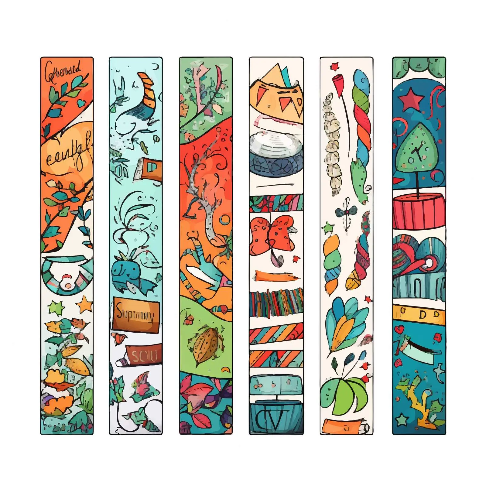 Doodle School Bookmarks Template with Letters – free educational resources image from Dotvec