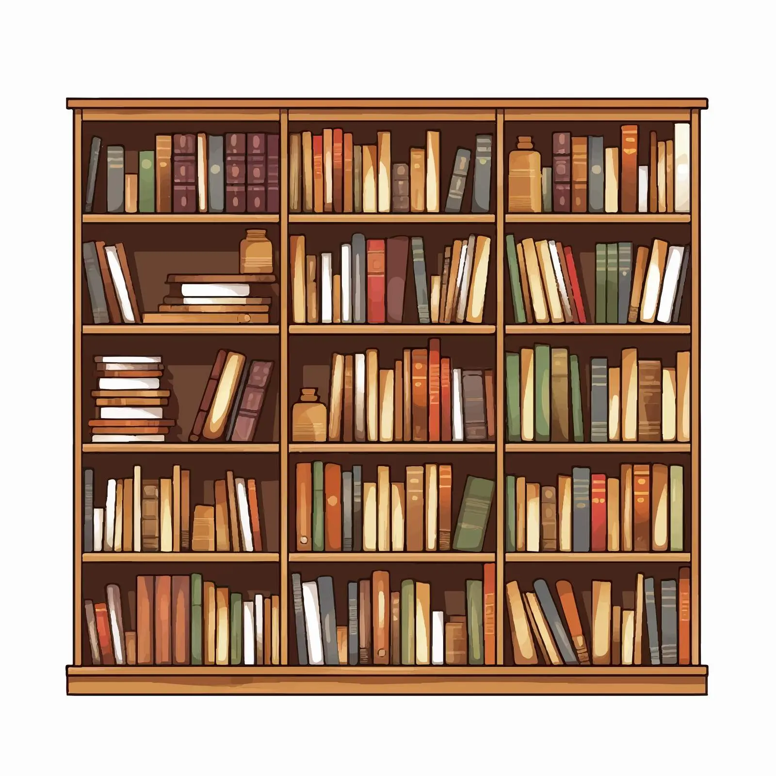 Isolated Vector Bookshelf Illustration on White Background – free bookshelf image from Dotvec