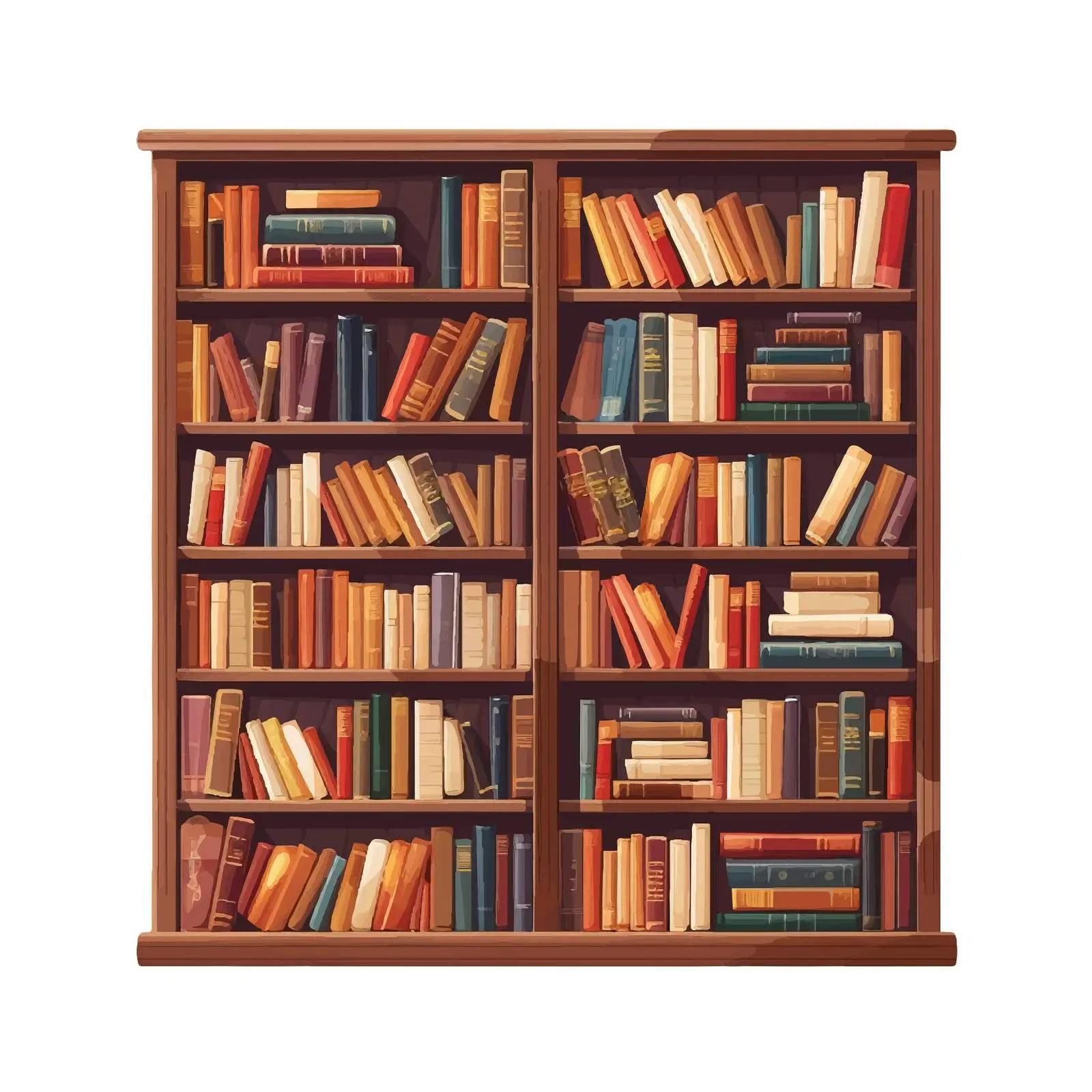 Vector Bookshelf Illustration on White Background – free bookshelf image from Dotvec