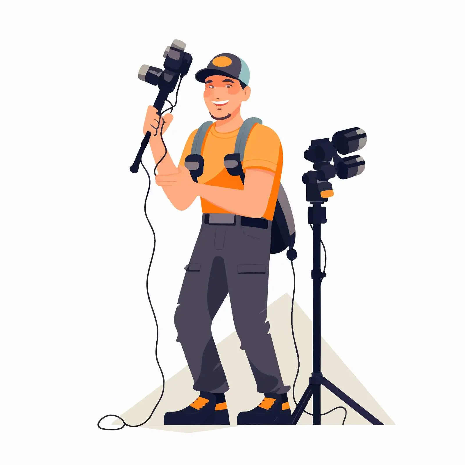 Audio Recordist with Boom Microphone Setup – free recording image from Dotvec