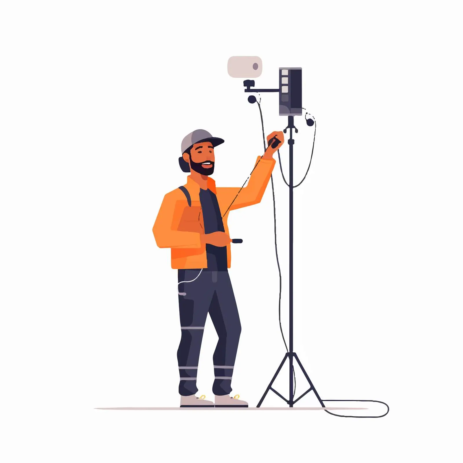 Boom Operator Recording Audio with Microphone – free recording image from Dotvec