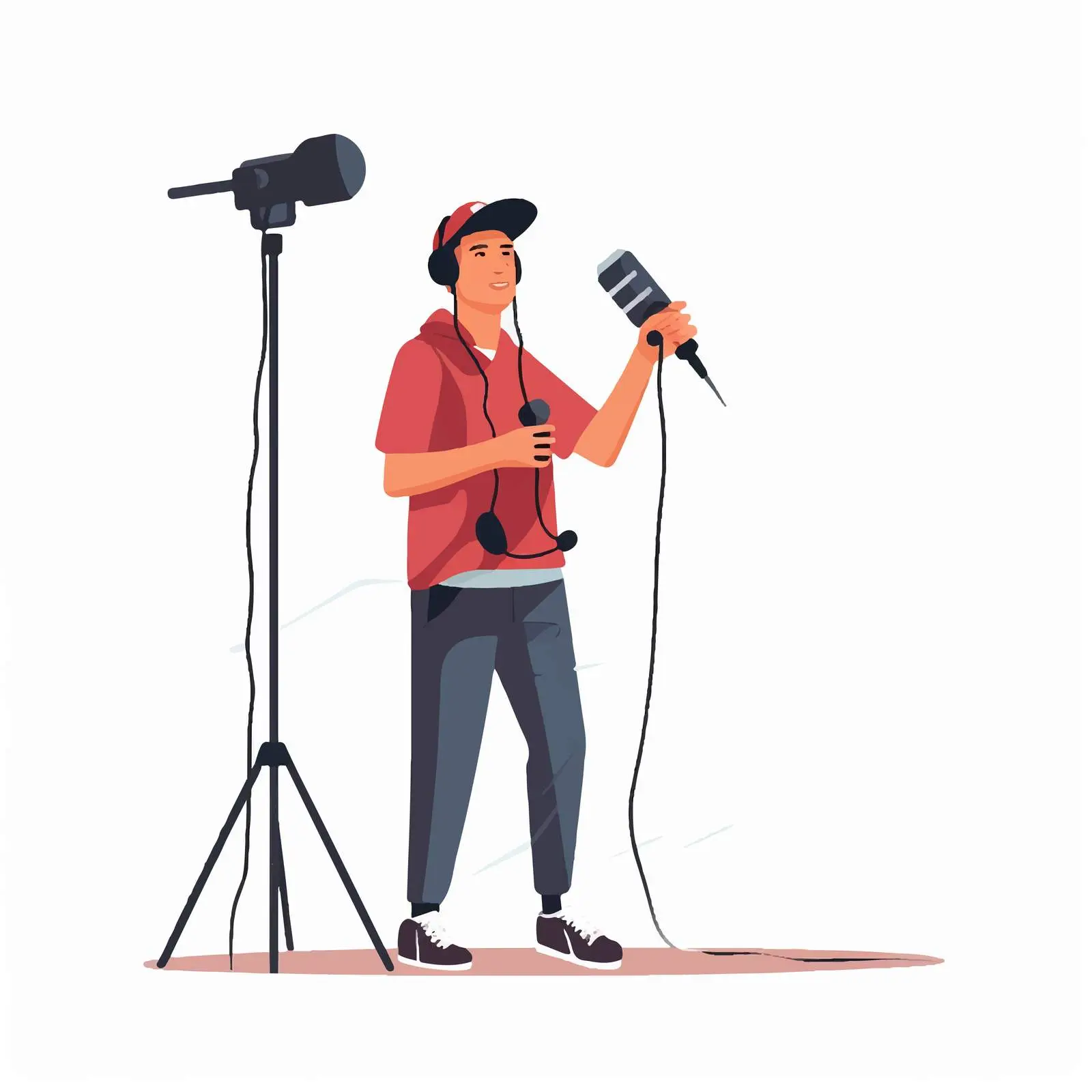 Boom Operator Recording with Microphone on Pole – free recording image from Dotvec
