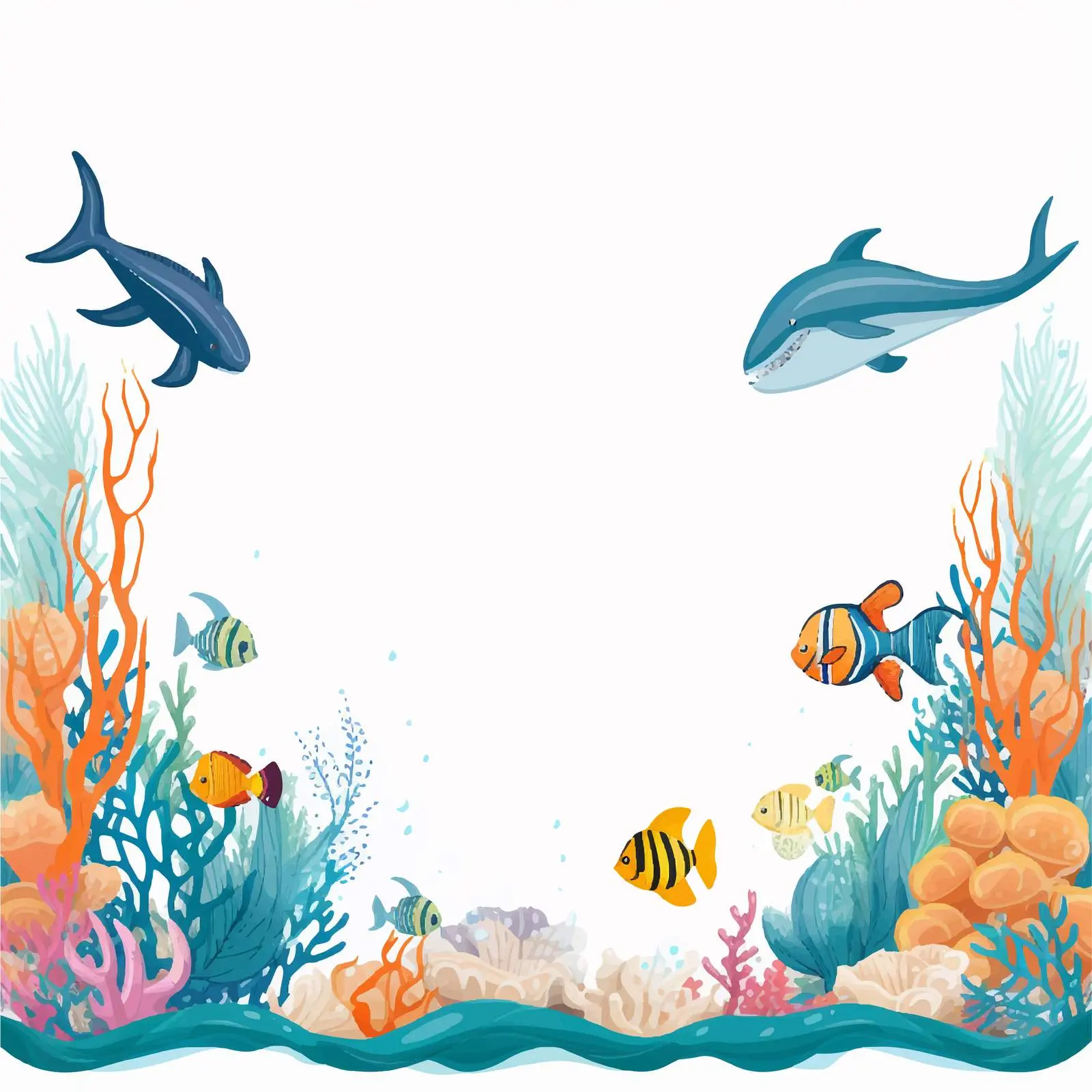 Sea Animals Border Design Vector Illustration — free download from Dotvec