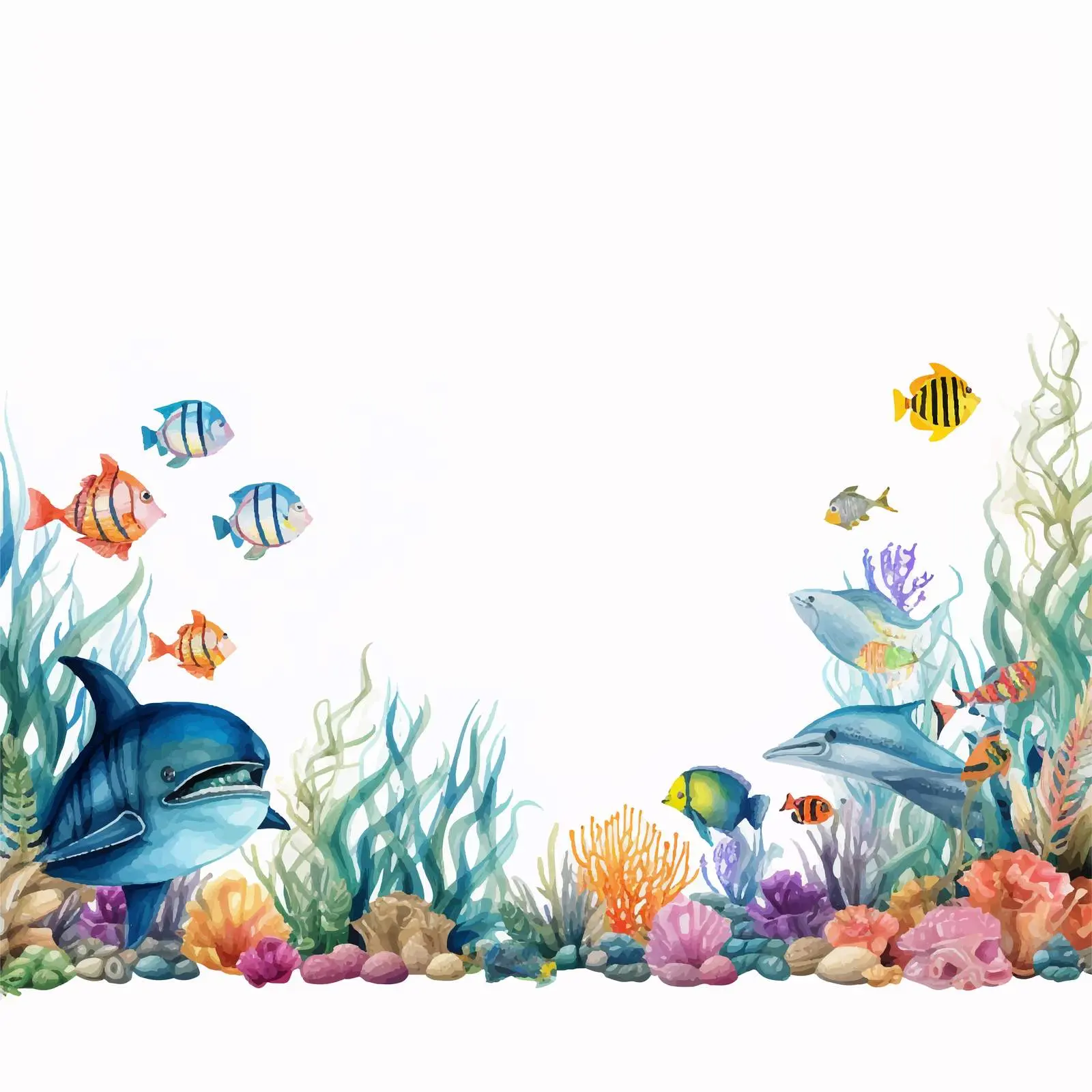 Vibrant Sea Animals Border Design Vector — free download from Dotvec