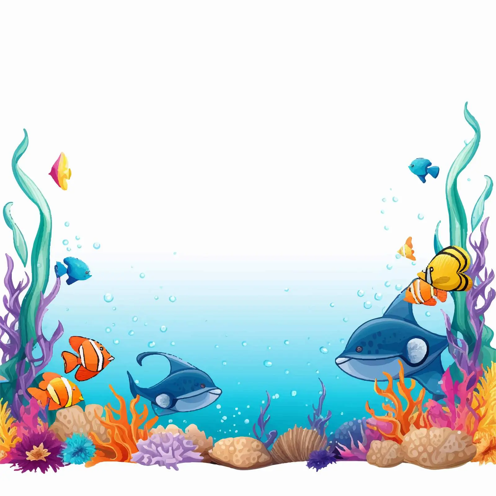 Sea Animal Border Design Vector Illustration — free download from Dotvec