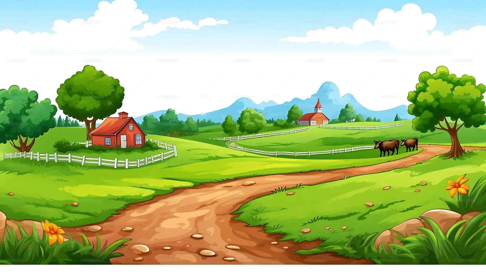 Rural Scene Border Template — free download from Dotvec