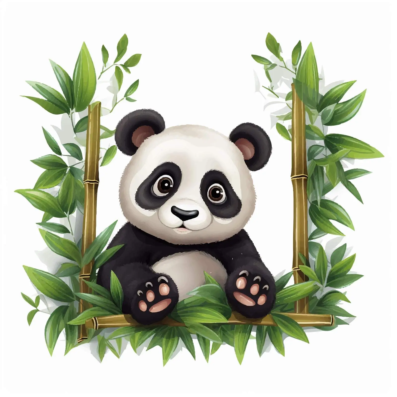 Panda and Bamboo Border Vector Illustration – free panda bear image from Dotvec