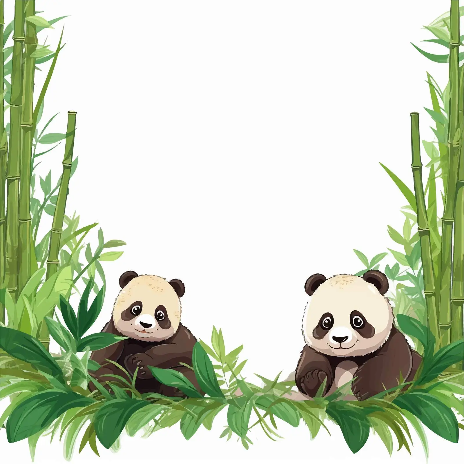 Panda and Bamboo Border Vector Illustration — free download from Dotvec