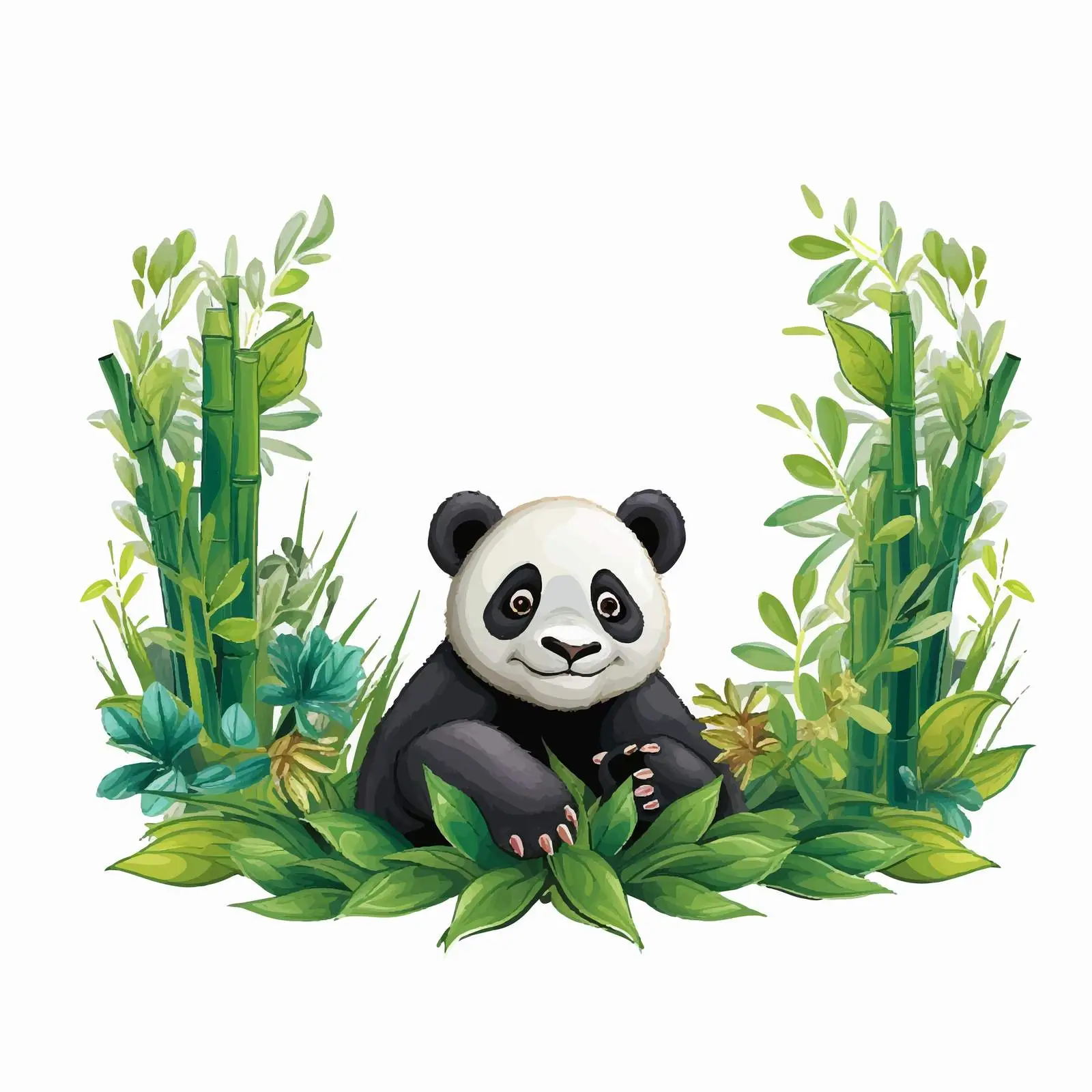 Panda and Bamboo Border Template Illustration — free download from Dotvec