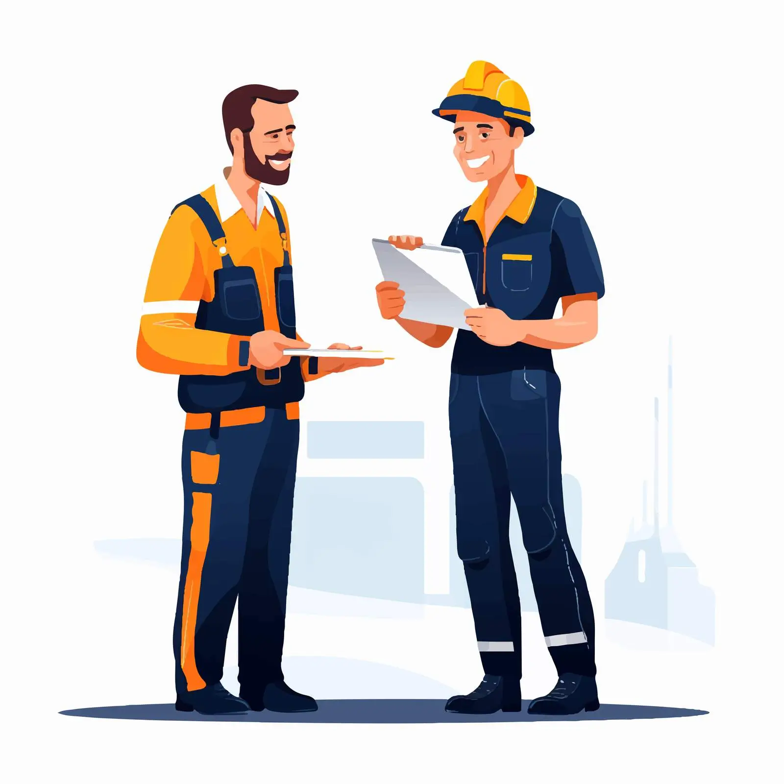 Boss and Repairman Discussing Work Communication — free download from Dotvec