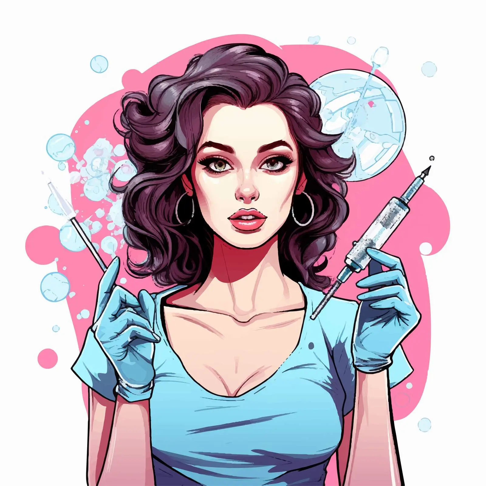 Botox Beauty Injections Portrait with Syringe – free beauty therapy image from Dotvec