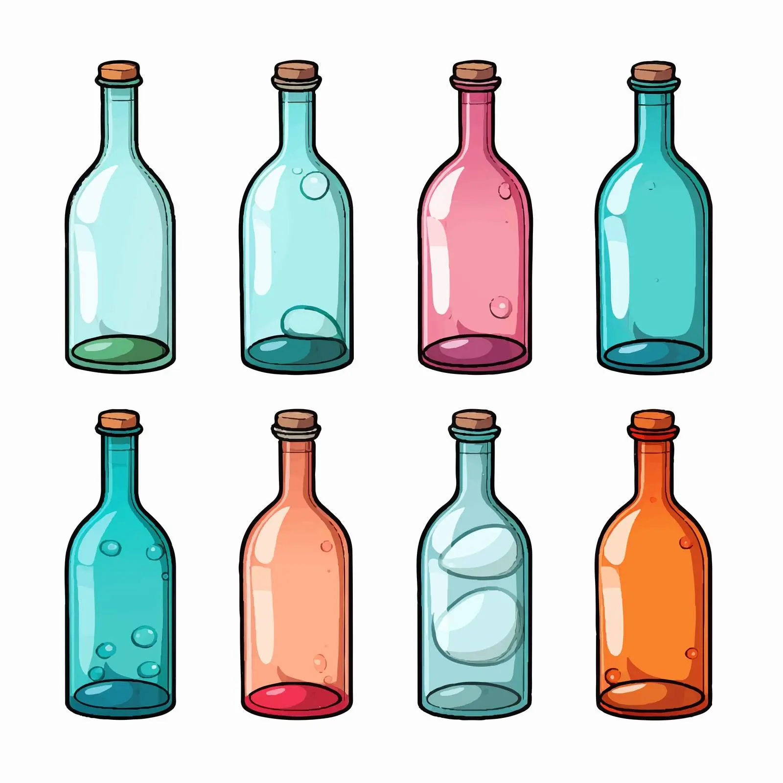 Cartoon Bottle Line Vector Illustration — free download from Dotvec