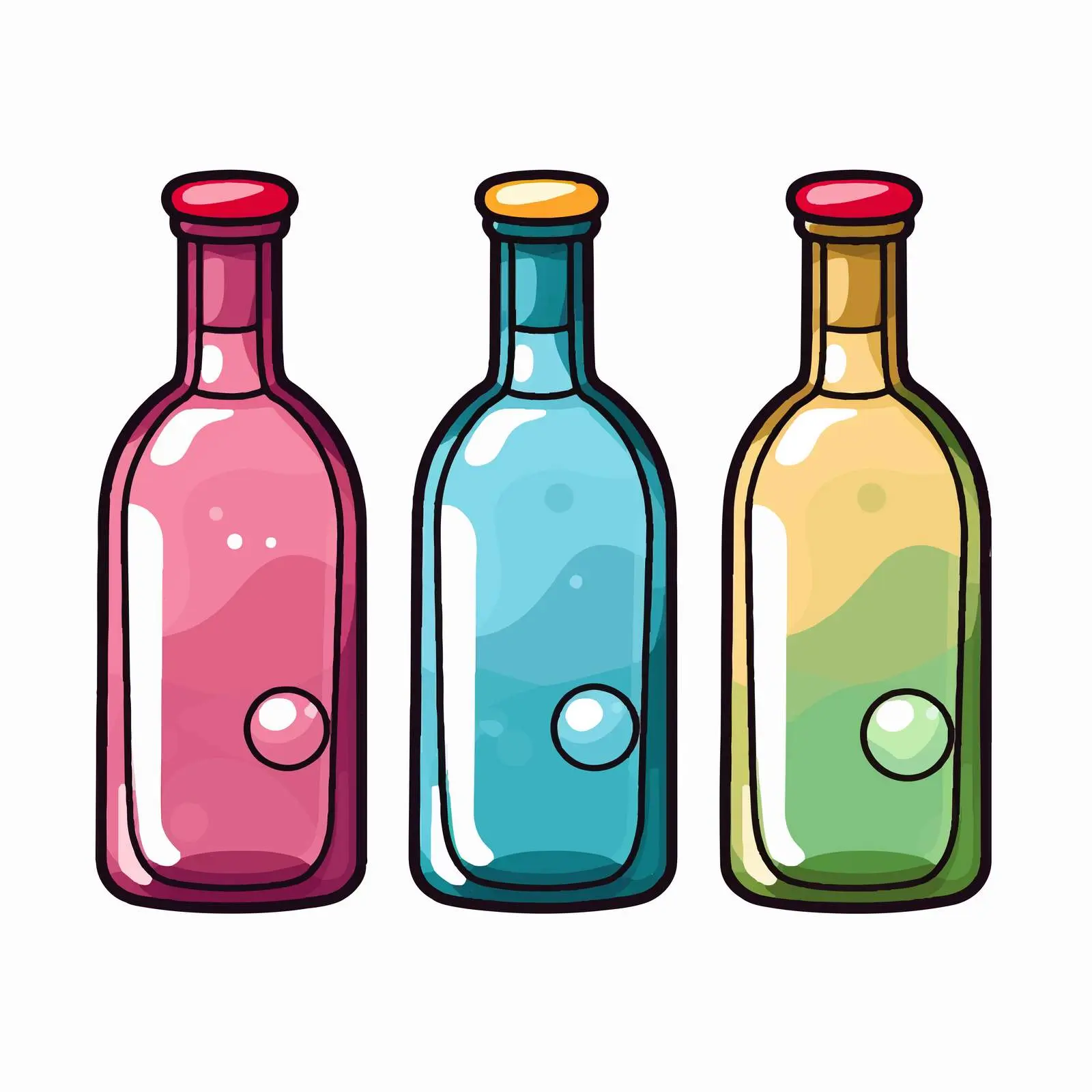 Cartoon Bottle Line Vector Illustration — free download from Dotvec