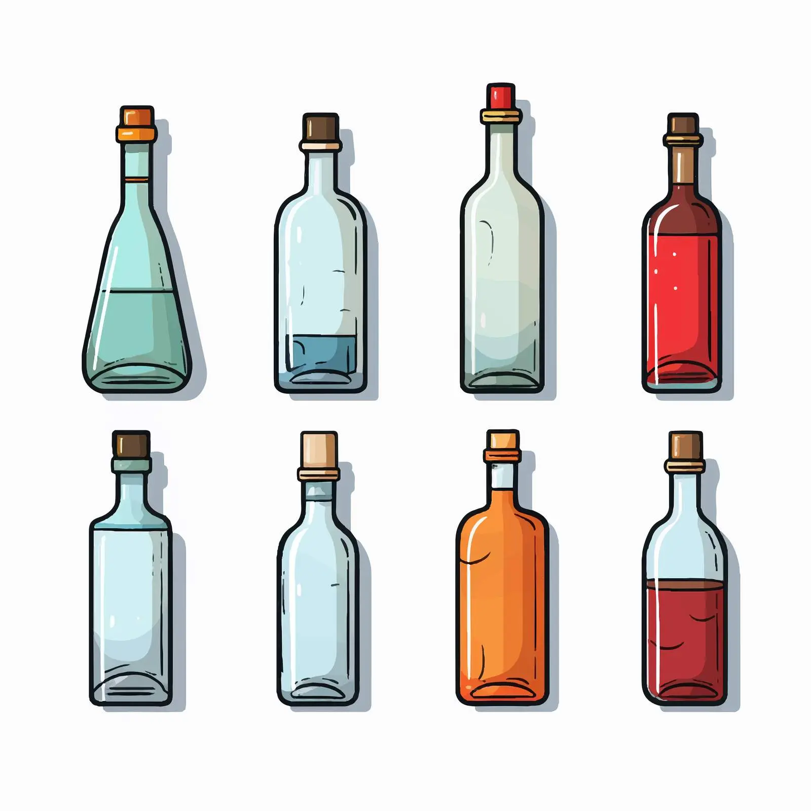 Cartoon Vector Line Illustration of a Bottle – free colorful visuals image from Dotvec