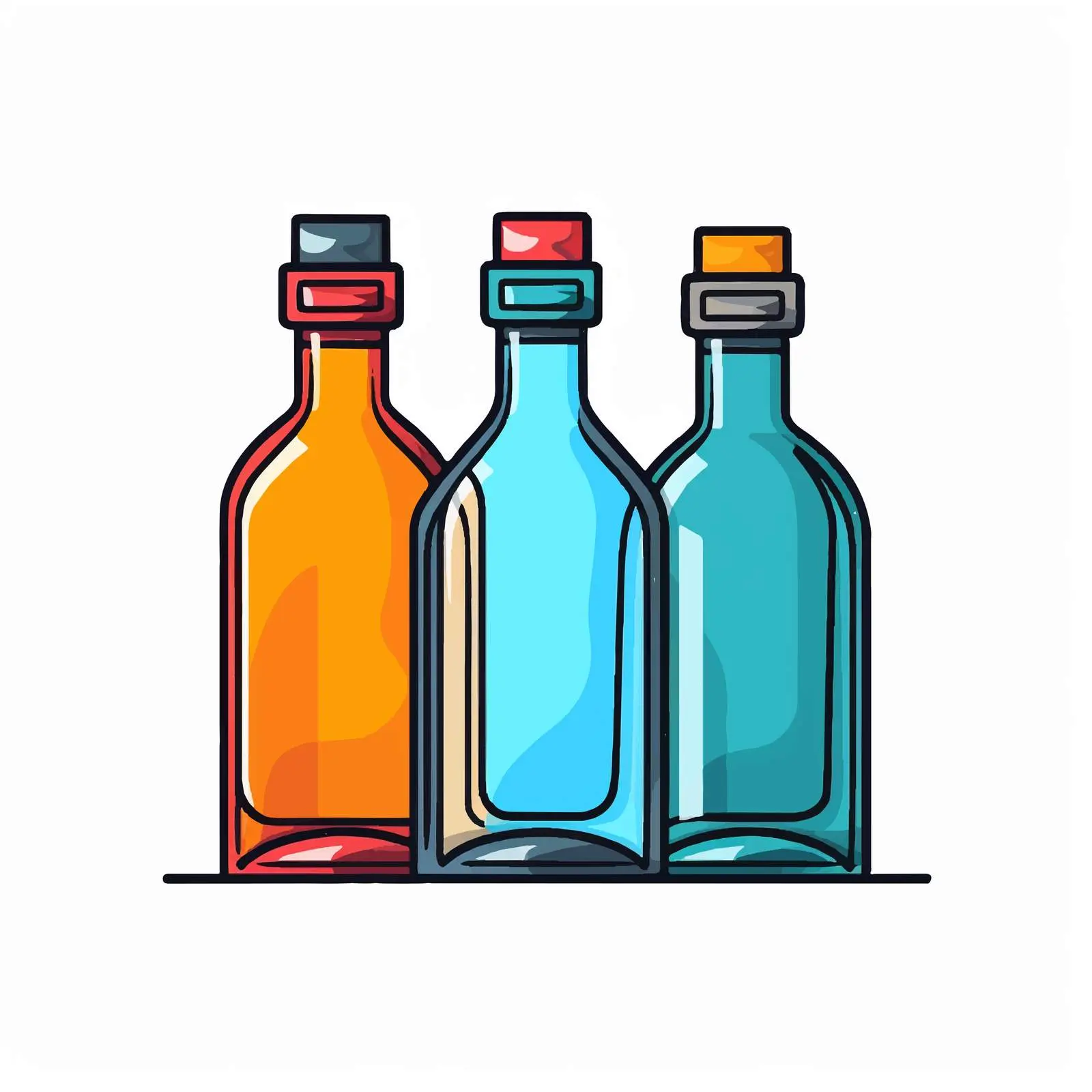 Cartoon Bottle Line Vector Illustration — free download from Dotvec