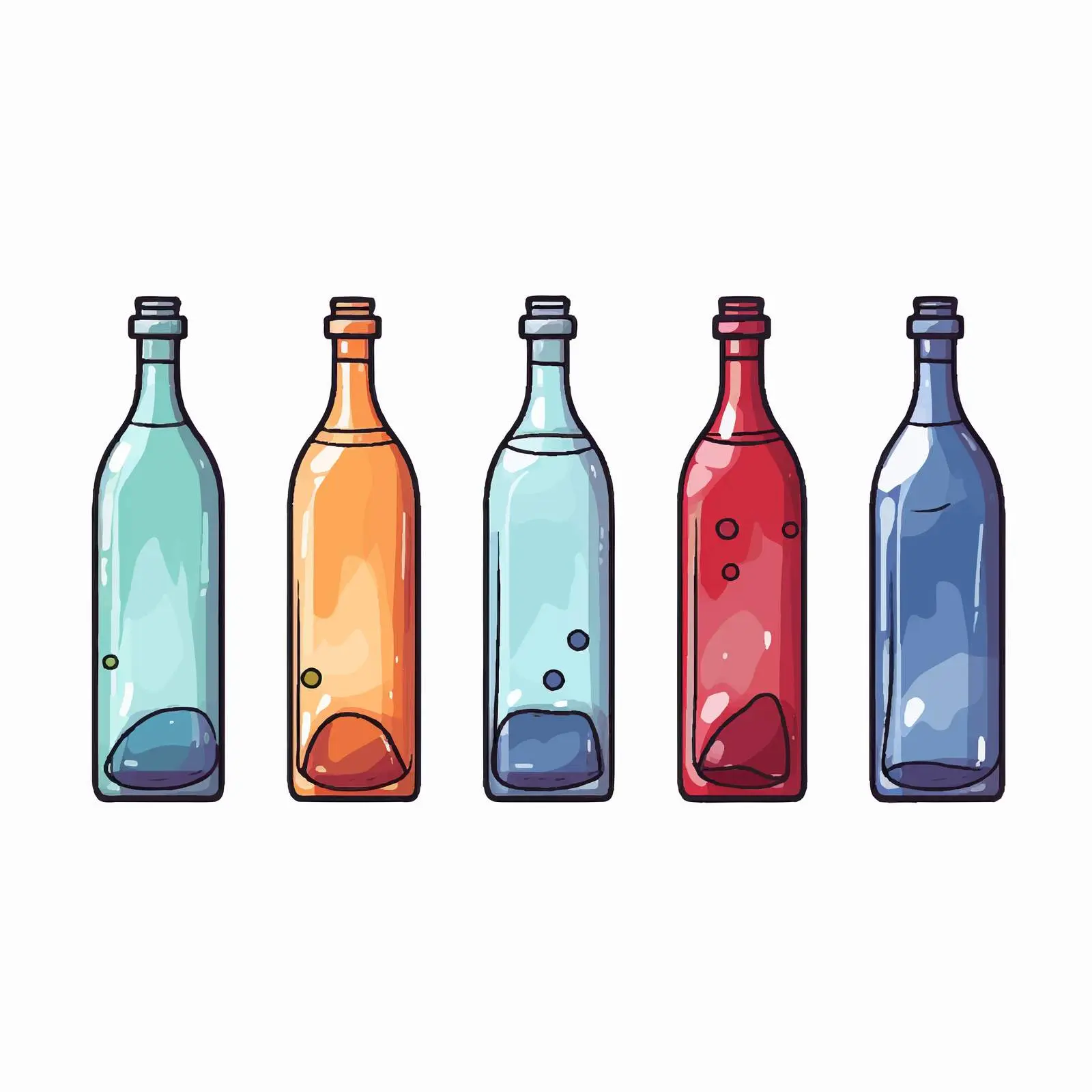 Cartoon Bottle Line Vector Illustration — free download from Dotvec
