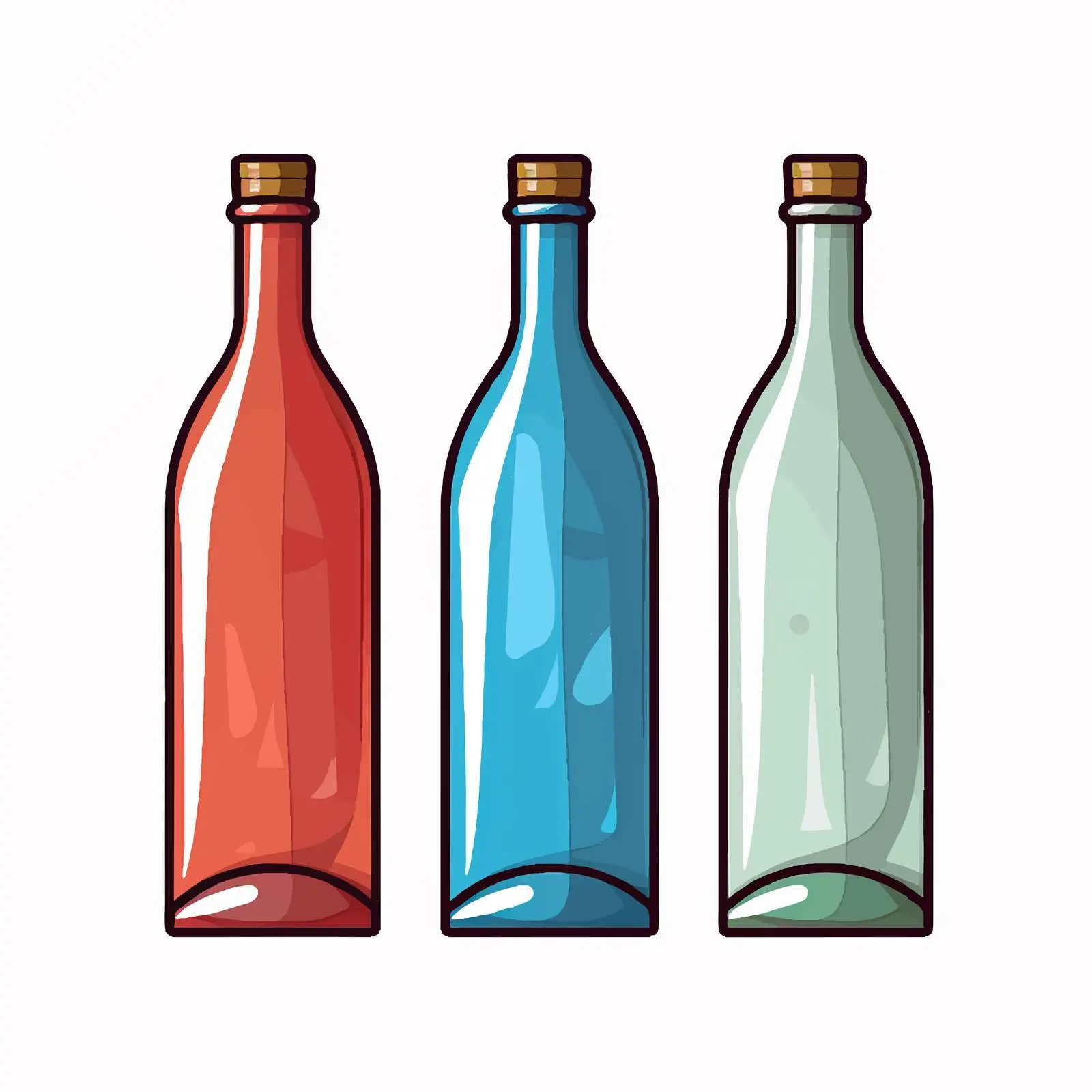 Cartoon Bottle Line Vector Illustration — free download from Dotvec