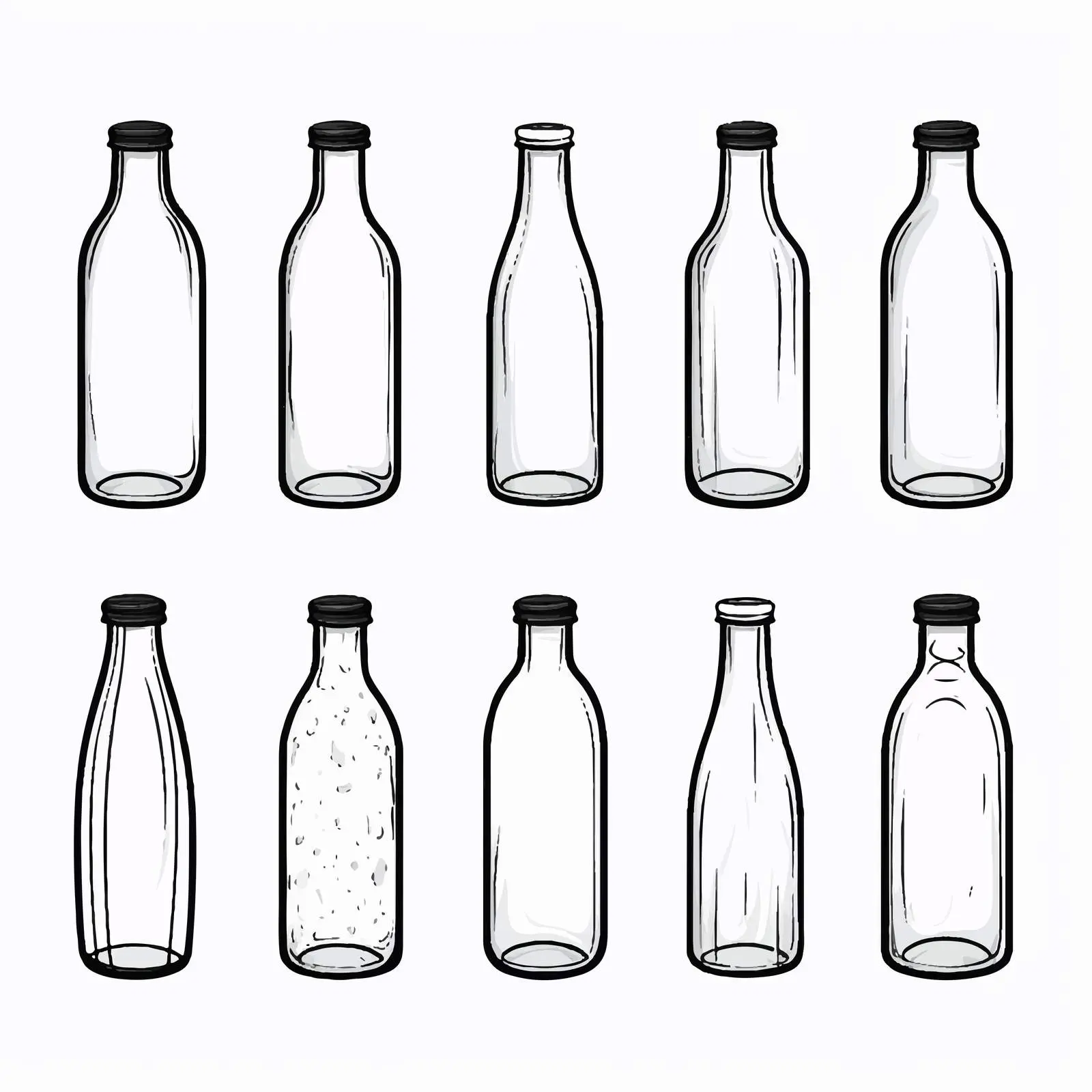 Bottle Line Vector Illustration on White Background – free beverage container image from Dotvec