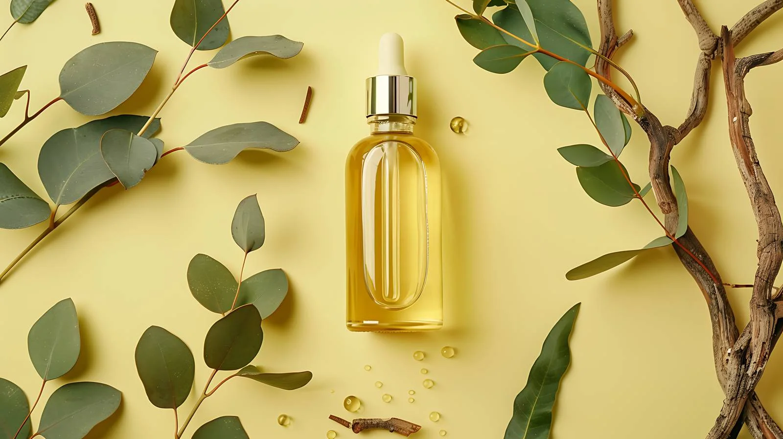 Eucalyptus Oil Bottle with Branches — free download from Dotvec