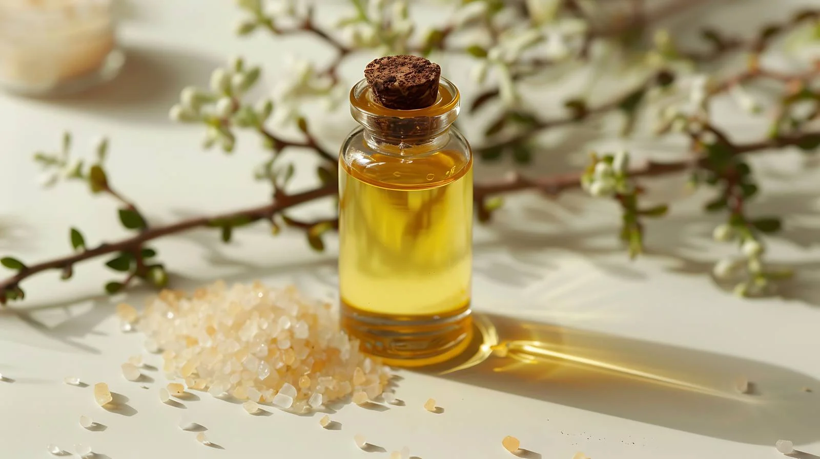 Luxurious Cosmetic Oil Bottle with Botanical Elements — free download from Dotvec