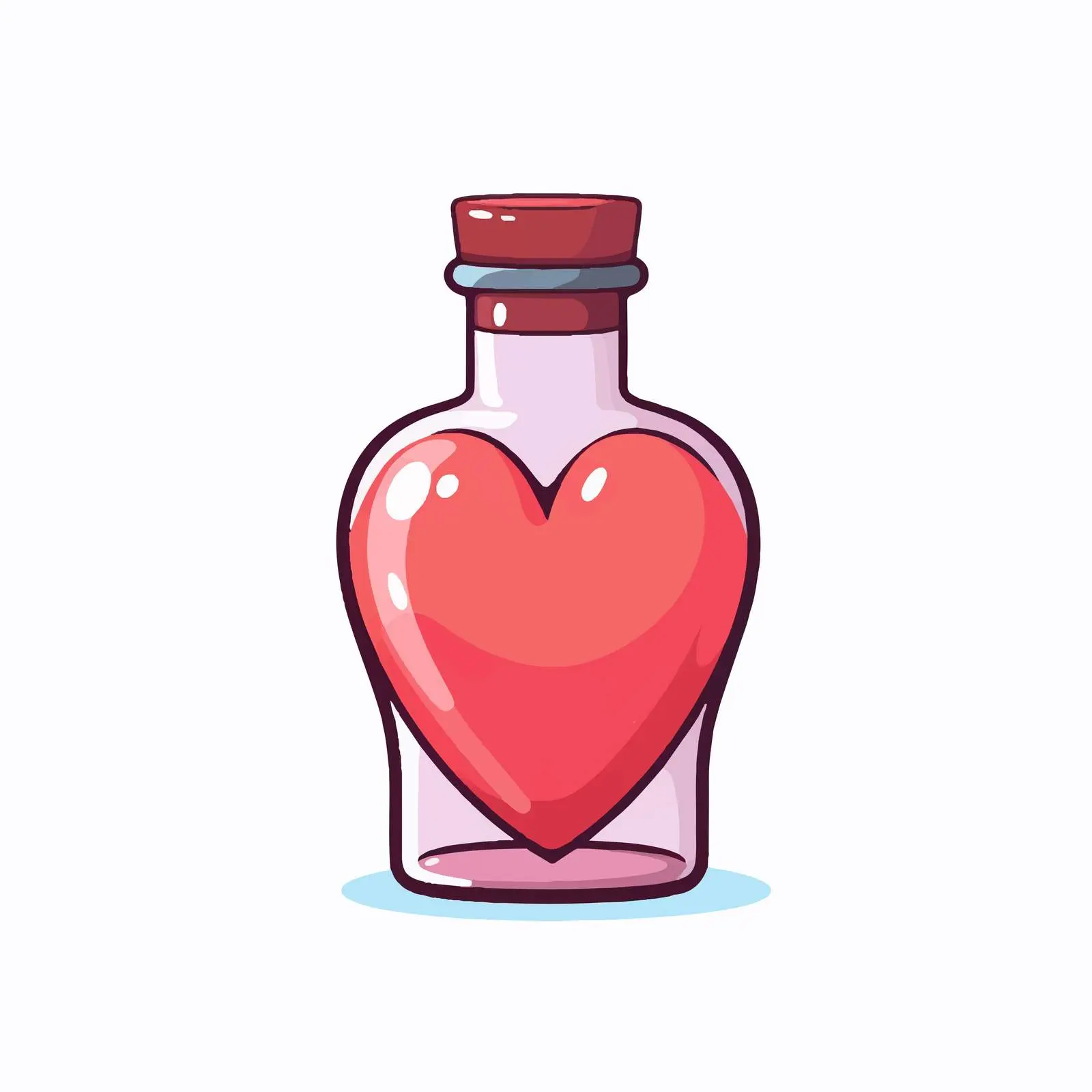 Heart Shape Bottle Cartoon Vector Illustration – free isolated illustration image from Dotvec