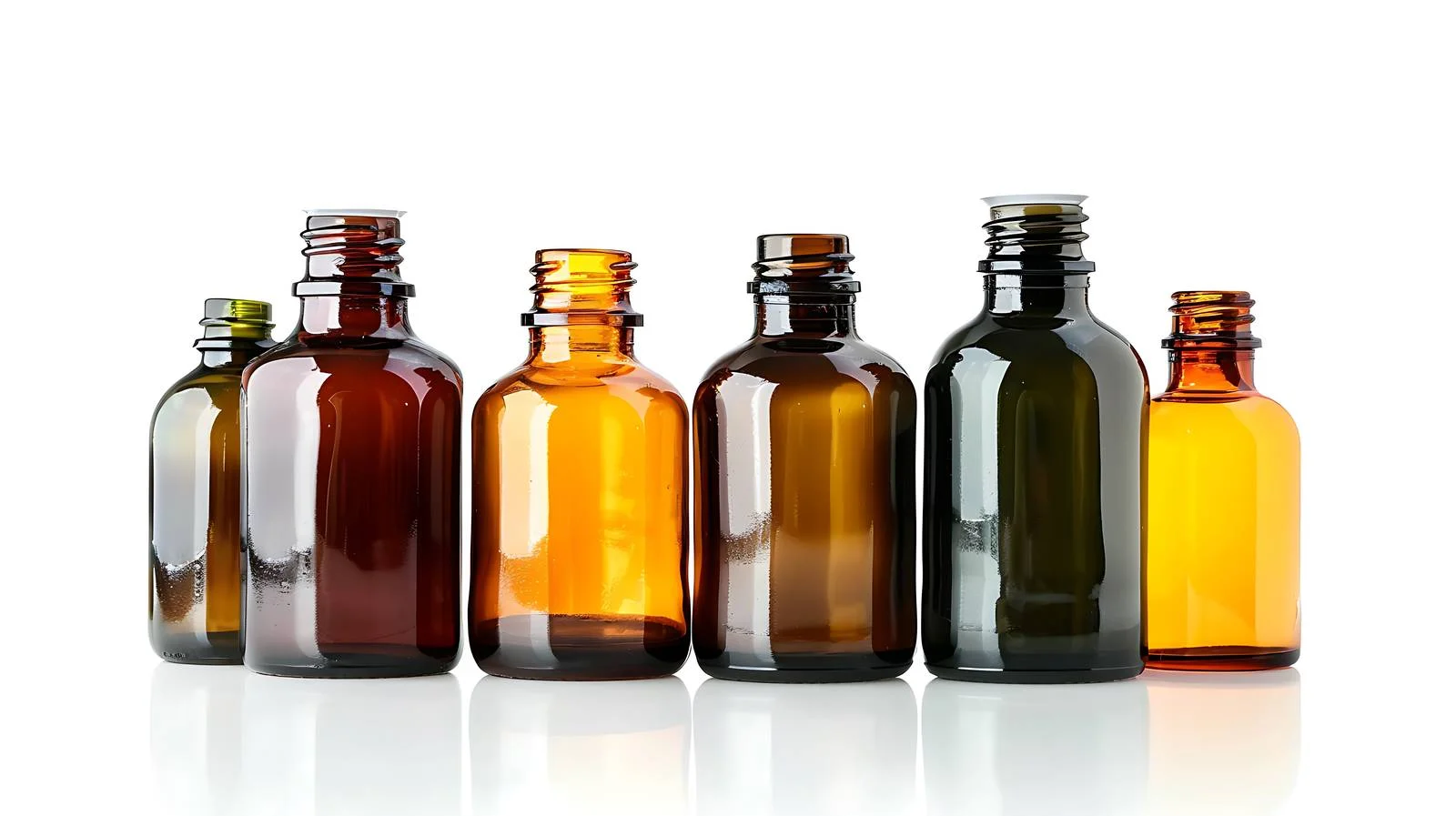 Dark Glass Chemical Bottles on White Background — free download from Dotvec