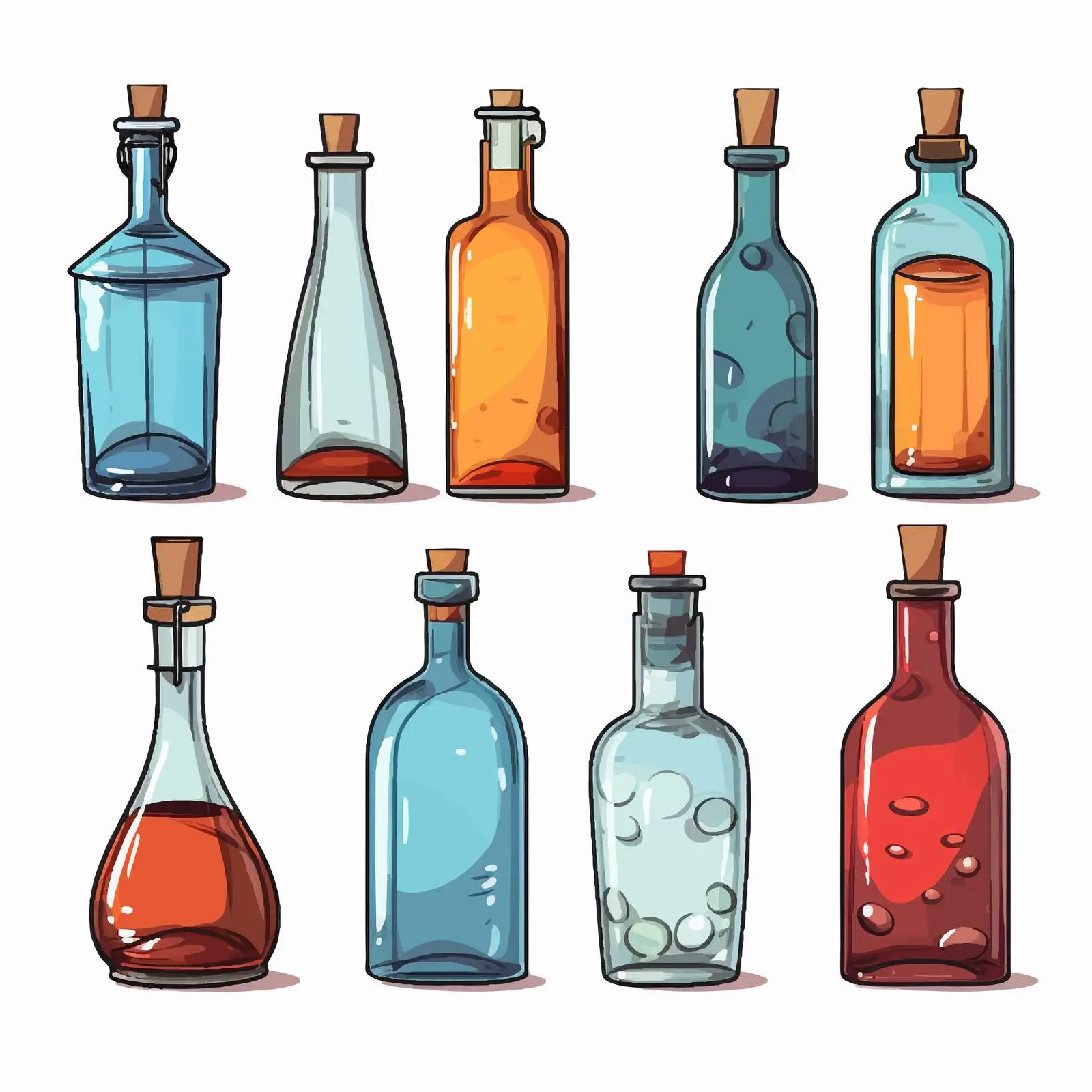 Cartoon Vector Bottles Illustration Isolated Design — free download from Dotvec