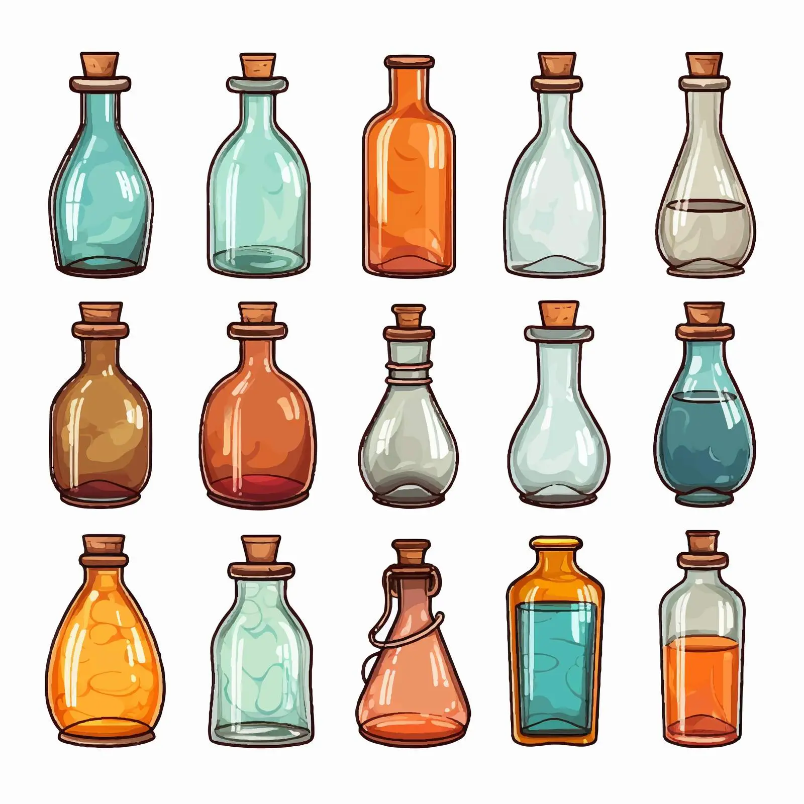 Cartoon Vector Bottles Illustration Isolated — free download from Dotvec
