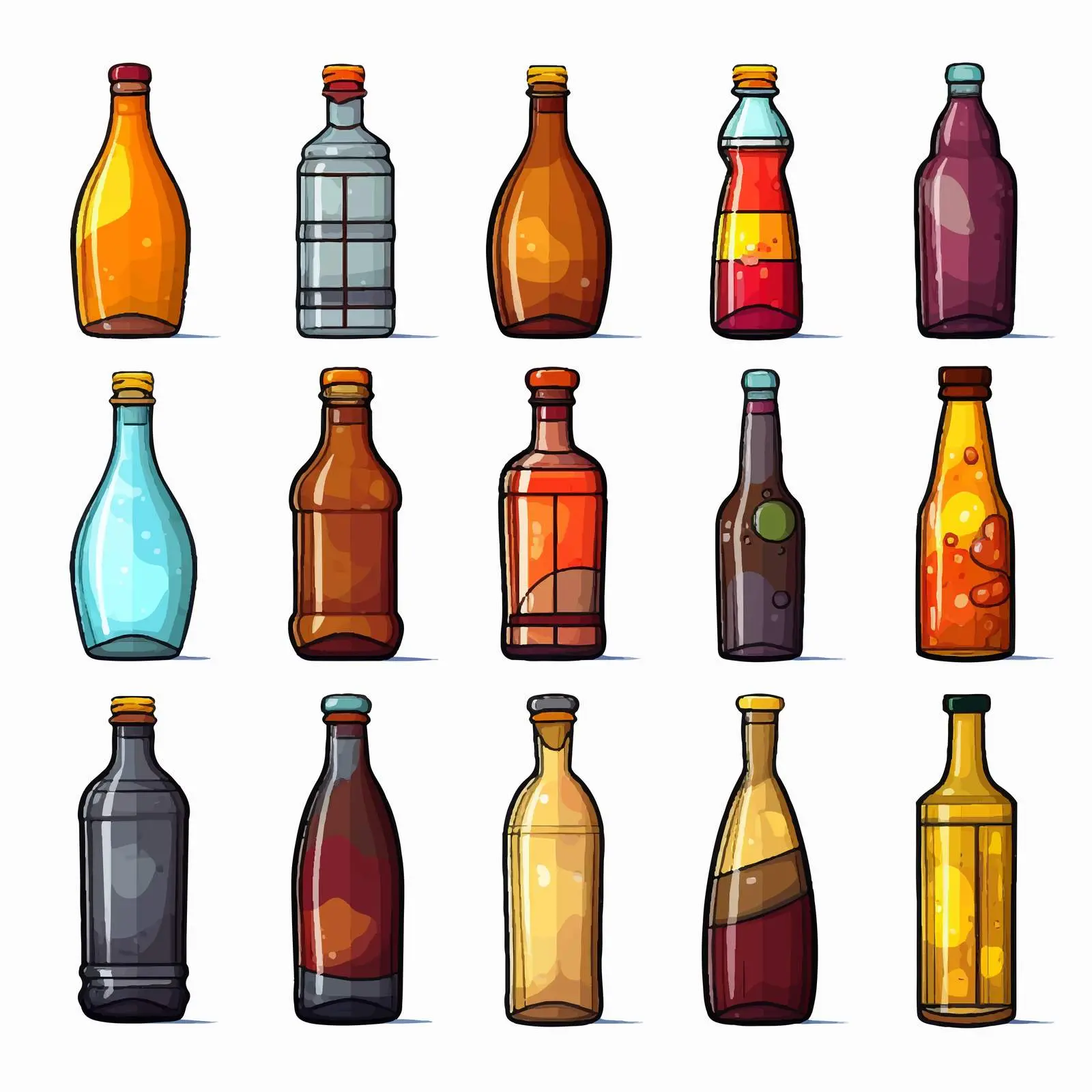 Cartoon Vector Illustration of Isolated Bottles – free bottle design image from Dotvec