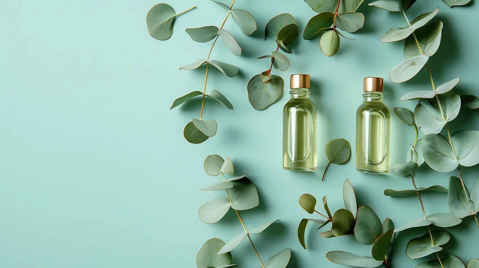 Cosmetic Oil and Eucalyptus Arrangement — free download from Dotvec