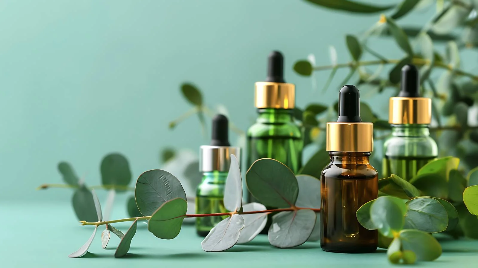 Cosmetic Oil and Eucalyptus Arrangement — free download from Dotvec