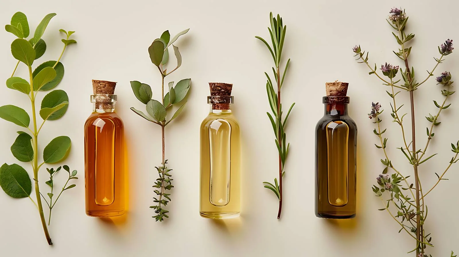 Cosmetic Oil Bottles with Plant Twig — free download from Dotvec