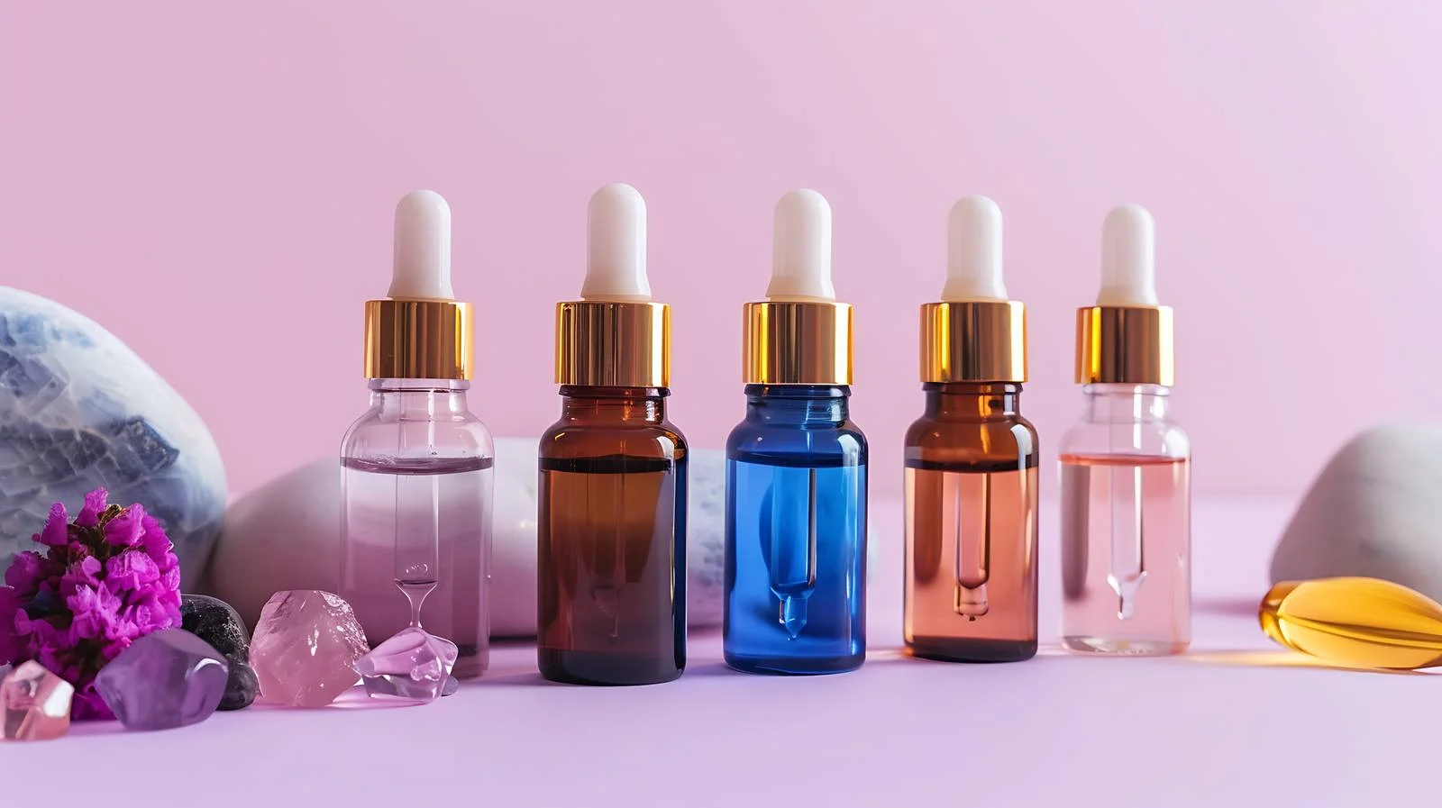 Luxurious Cosmetic Oil and Stones Display — free download from Dotvec