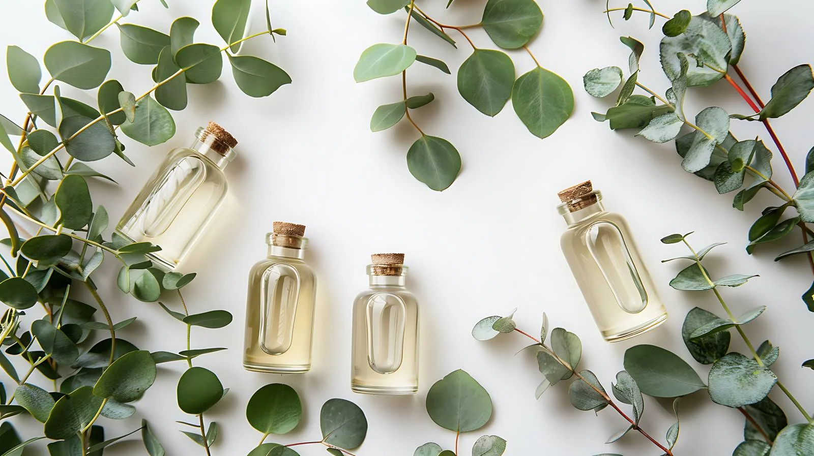 Luxurious Cosmetic Oil Bottles with Eucalyptus — free download from Dotvec