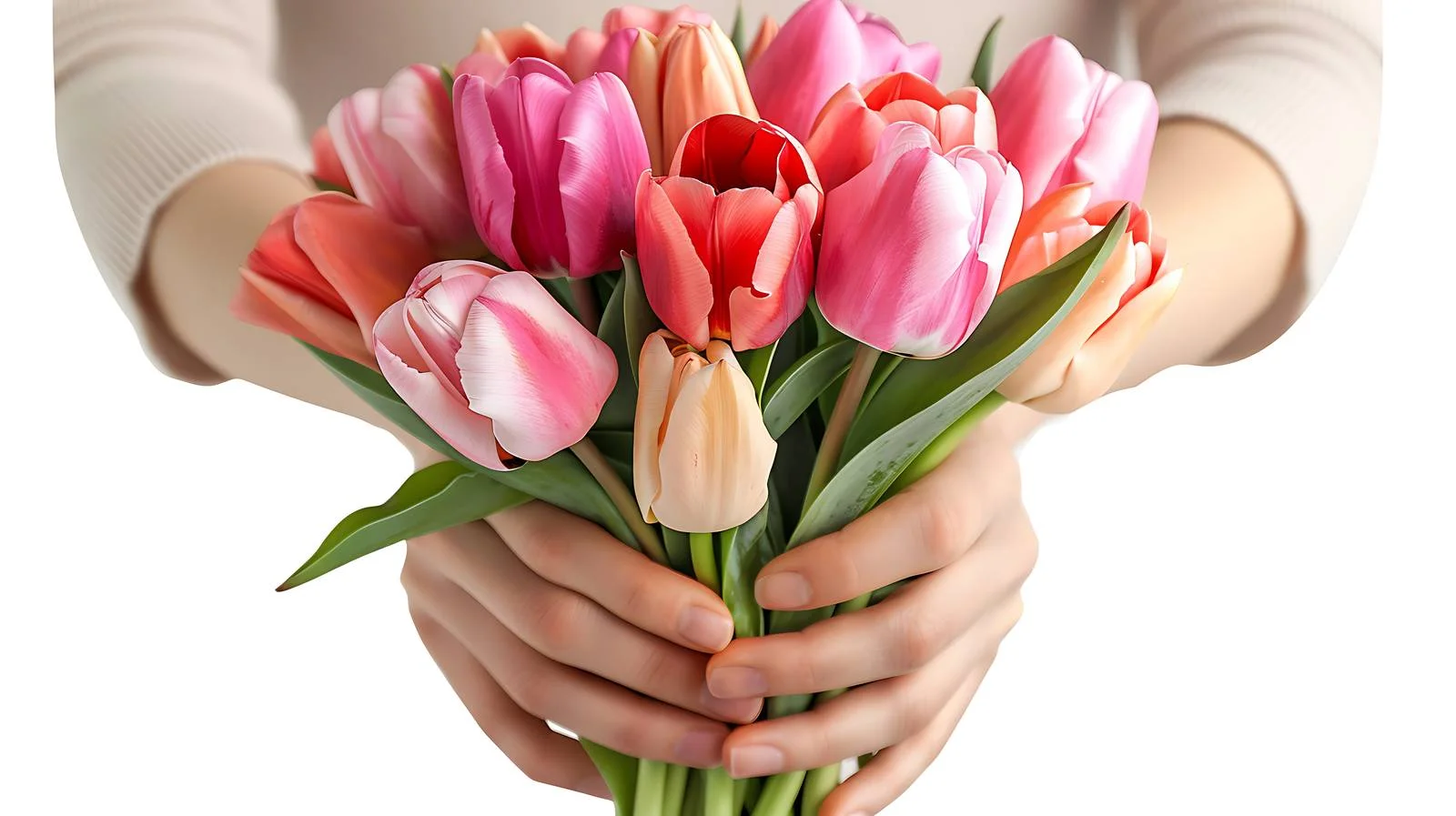 Elegant Tulip Bouquet in Woman's Hands — free download from Dotvec