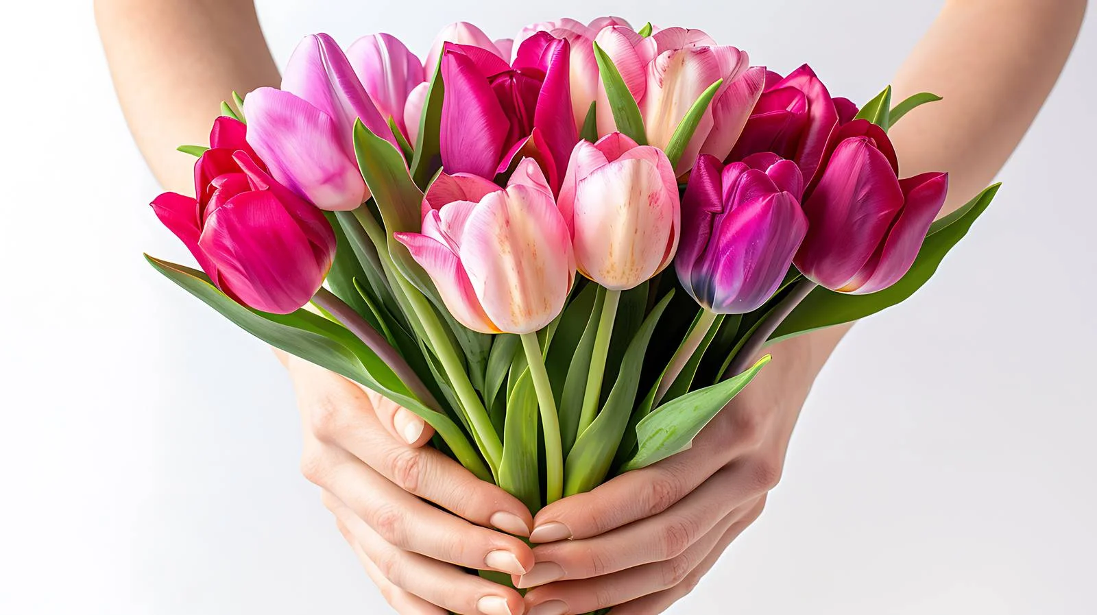 Elegant Tulip Bouquet in Woman's Hands — free download from Dotvec